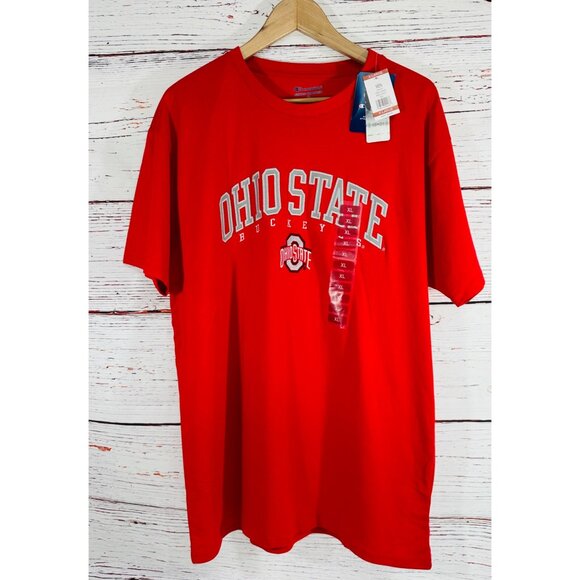 Ohio State Buckeyes Champion Red T-Shirt XL Embroidered Logo OSU Bucks OH New - Picture 1 of 8